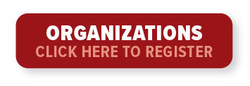 Red rectangular button with white text that reads: “ORGANIZATIONS CLICK HERE TO REGISTER.”.